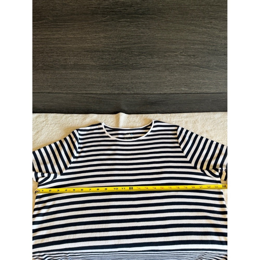 Croft Barrow Womens Plus Size 1X Classic Tee Navy White Stripe 100% Cotton Top - Picture 9 of 11